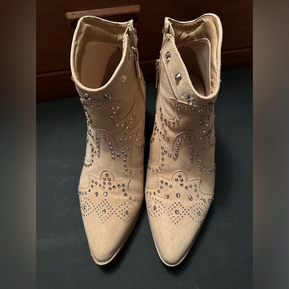 Crystal studded ankle boots